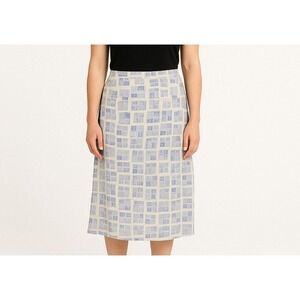 ADINI Skirt Womens Plus Size 3X Floral Check Summer Cottagecore Boho Viscose NWT